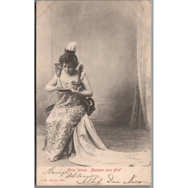 Alma Jensen  i "Madame sans gene" - Skuespiller - Postkort - Brugt