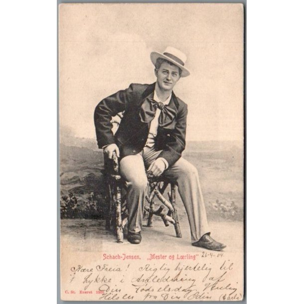Schach-Jensen i "Mester og Lrling" - Skuespiller - Postkort - Brugt