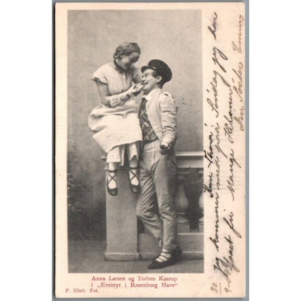 Anna Larsen og Torben Krarup i "Et Eventyr i Rosenborg Have"- Skuespiller - Postkort - Brugt