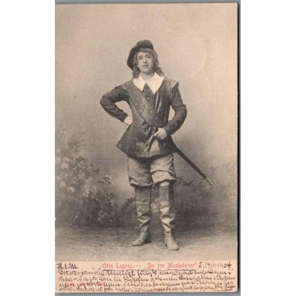 Otto Lagoni i "De tre Musketerer" - Skuespiller - Postkort - Brugt