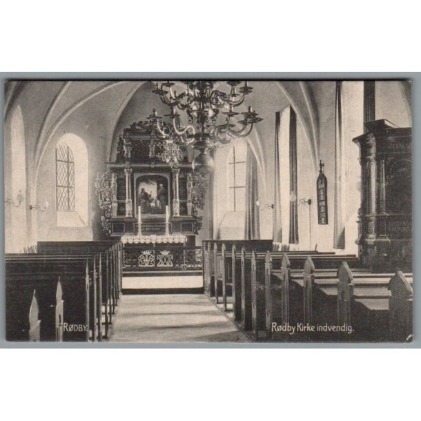 R�dby Kirke Indvendig - Postkort - Brugt