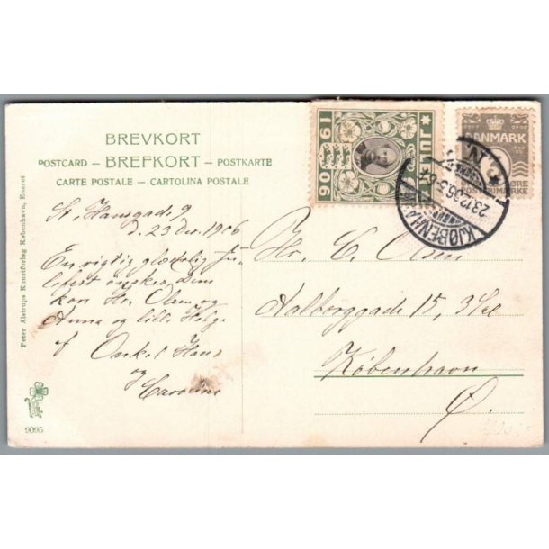 Julemrke 1906 p Postkort - Stemplet 23 - 12 - 1906
