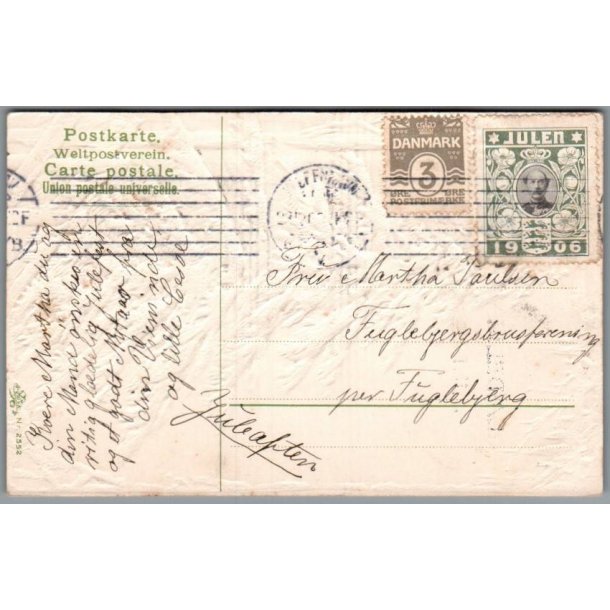 Julemrke 1906 p Postkort - Stemplet 23 - 12 - 1906