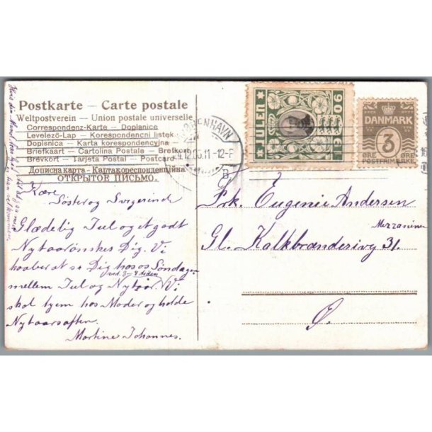 Julemrke 1906 p Postkort - Stemplet 24 - 12 - 1906