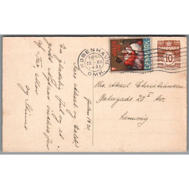 Julem�rke 1931 p� Postkort