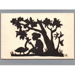 Silhuet - Postkort - De vilde svaner - I.H. - Brugt