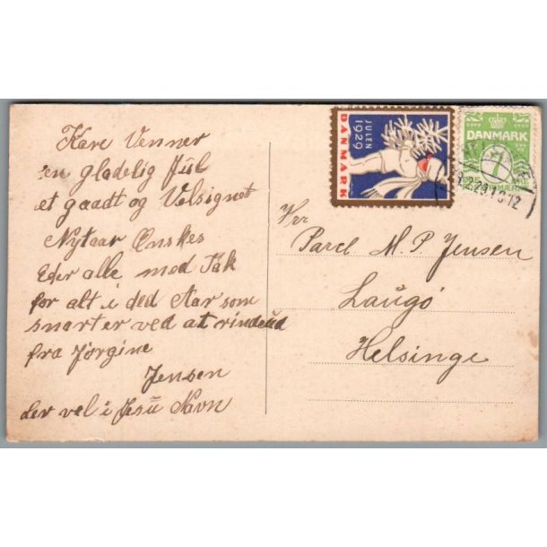 Julem�rke 1929 p� Postkort