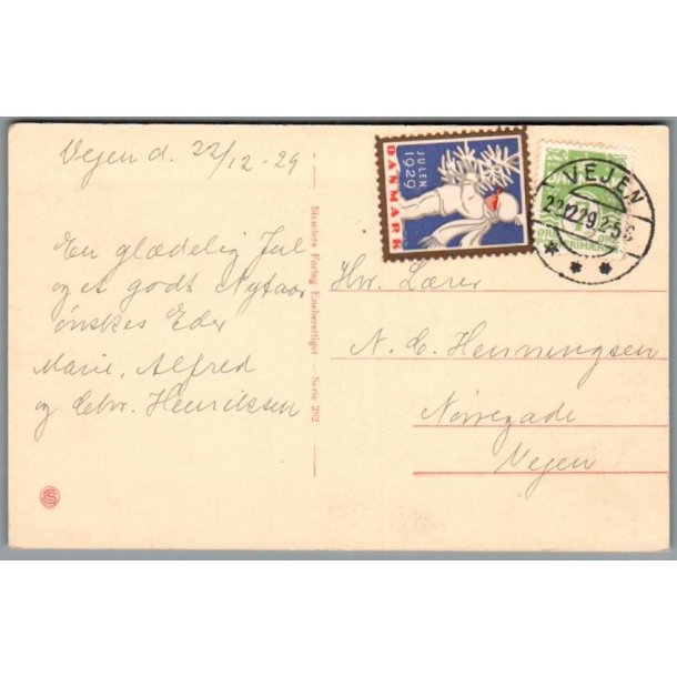 Julem�rke 1929 p� Postkort