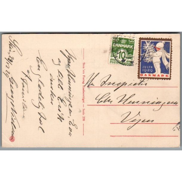 Julem�rke 1929 p� Postkort