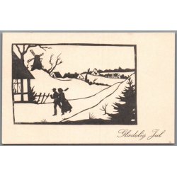 Silhuet - Postkort - Gl�delig Jul - Ubrugt