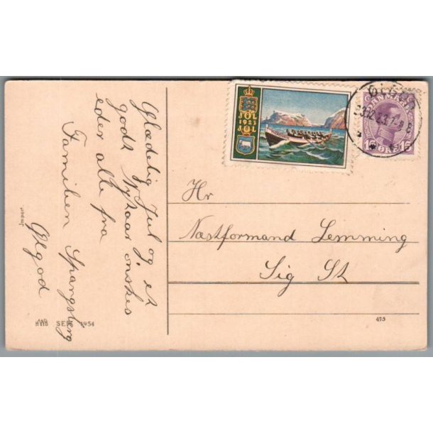 Julemrke 1923 p Postkort