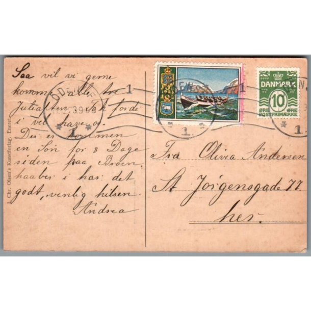 Julemrke 1923 p Postkort