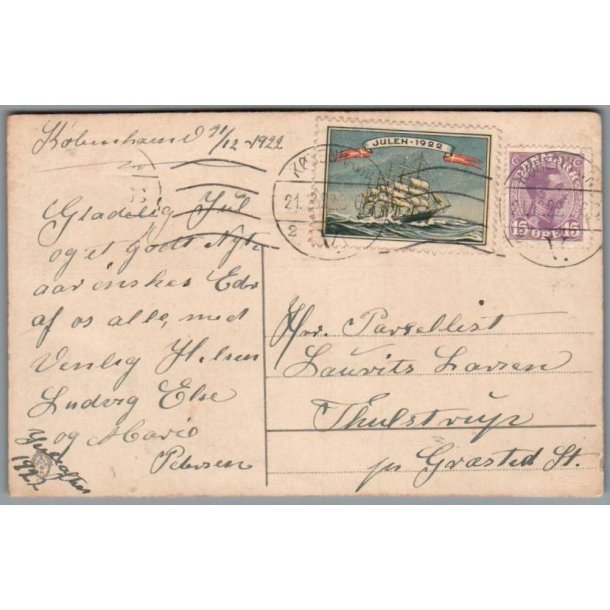 Julemrke 1922 p Postkort