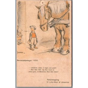 B�rnehj�lpsdagen 1938 - Postkort - Brugt - N�lehul !