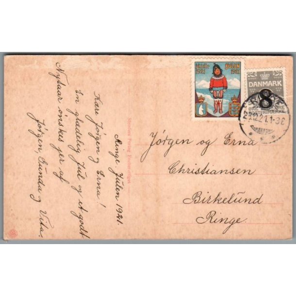 Julemrke 1921 p Postkort