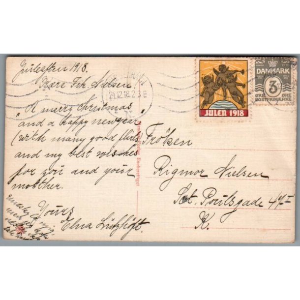 Julemrke 1918 p Postkort