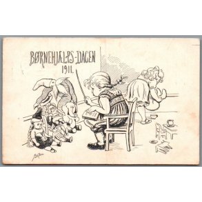 B�rnehj�lpsdagen 1911 - Postkort - Brugt