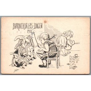 B�rnehj�lpsdagen 1911 - Postkort - Brugt