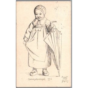 B�rnehj�lpsdagen 1911 - Postkort - Brugt