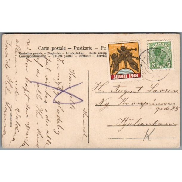 Julemrke 1918 p Postkort