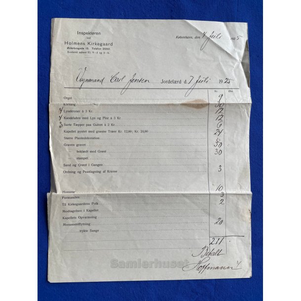 Vognmand Carl Jensens Jordef�rd - 7. Juli 1925 - Holmens Kirkegaard