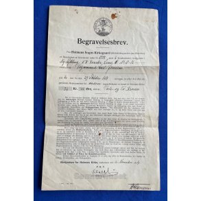 Begravelsesbrev - Vognmand Carl Jensen - Holmens  Sogns Kirkegaard - 1919