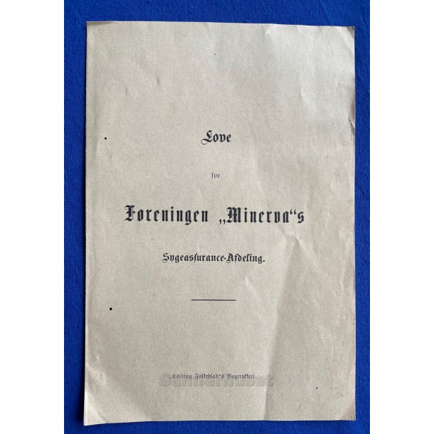 Foreningen "Minerva" s - Sygeasurance Afdeling - Kolding - Love - 1898