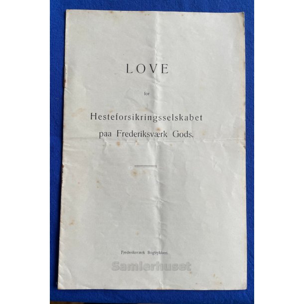 Hesteforeningsselskabet paa Frederiksv�rk Gods - Love