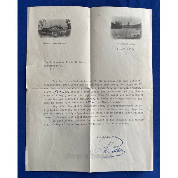 Ollerup Gymnastikh�jskole - L�gismose pr. Haarby - Gartnermedhj�lper - 1945