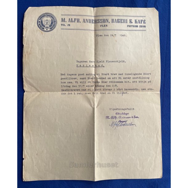 M. Alfr. Andersson - Gageri og Kafe - Flen - Sverige