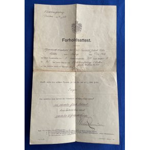 Forholdsattest - Konstabel T.J.P. Kbke - 8. Artelleriafd. 3. Batt. - Aarhus