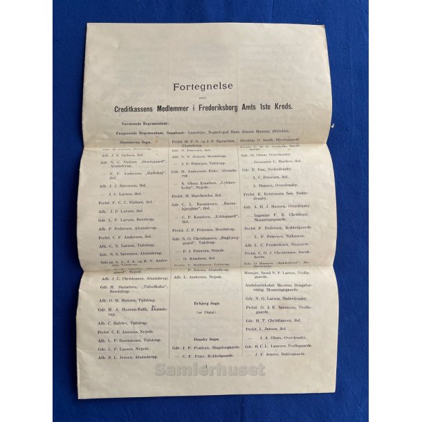 Fortegnelse over Creditkassens Medlemmer i Frederiksborg Amt.