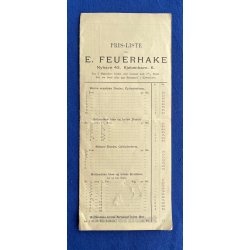 Prisliste - E. Feuerhanke - Nyhavn - K�benhavn.