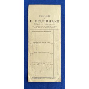 Prisliste - E. Feuerhanke - Nyhavn - K�benhavn.