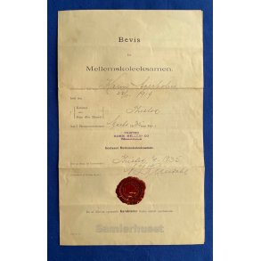 Bevis for Mellemskoleeksamen - Karin Agerholm - Thisted 1935