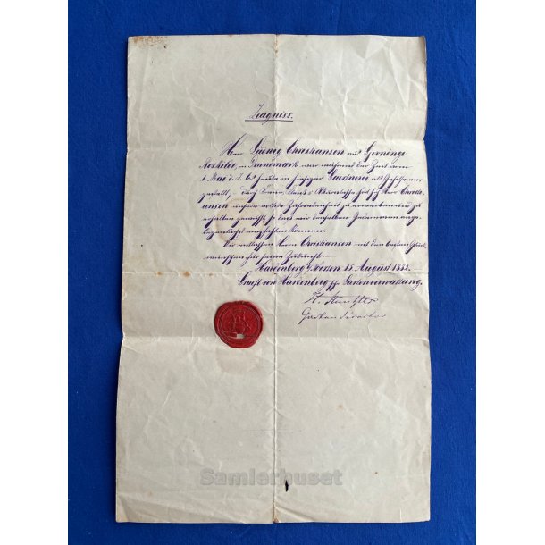 Zeugniss - L. Christensen - Grevinge - Roskilde - 1882