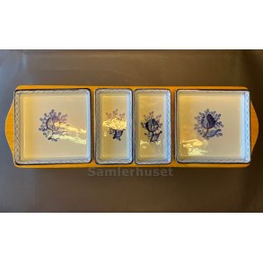 Cabaretfad Tr 47x16cm - med 2x1791 asiet og 2x2193 Asiet - Aluminia - Flot stand uden krakelering. 