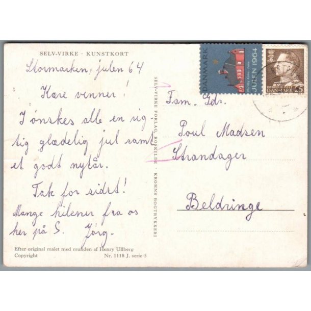 Julemrke 1964 p Postkort