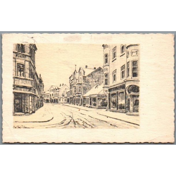 Rosengade - Odder - Chr.Tom Petersen - Postkort - Brugt - Svagt hj�rne !