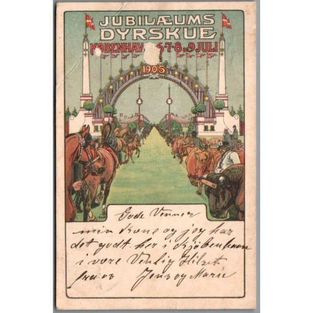  Jubilums Dyrskue i Kbenhavn 6. Juli - 9. Juli 1905 - RXCHR u/n - Brugt - Fold !