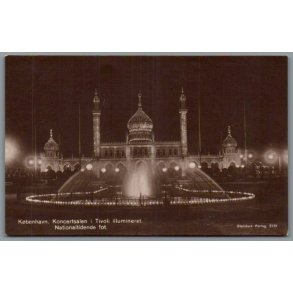 K�benhavn - Koncertsalen i Tivoli illumineret - Postkort - Ubrugt