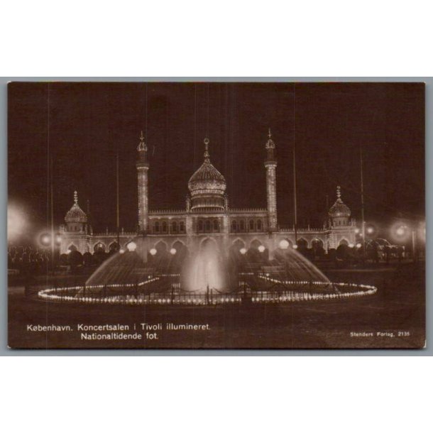 K�benhavn - Koncertsalen i Tivoli illumineret - Postkort - Ubrugt