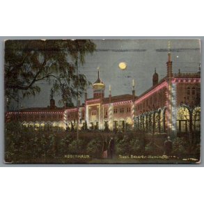 K�benhavn - Tivoli -  Bazaren illumineret - Postkort - Brugt