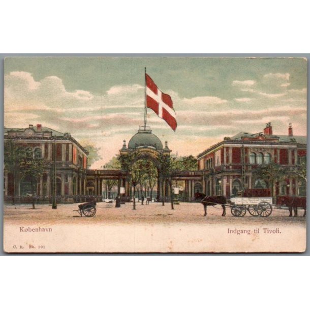 K�benhavn - Indgangen til Tivoli (Guldglimmer) - Kartonkort - Ubrugt