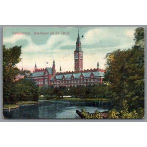 K�benhavn - Raadhuset set fra Tivoli  -  Postkort - Brugt