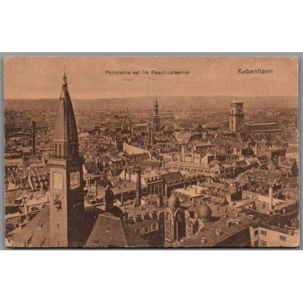 Panorama set fra Raadhustaarnet - K�benhavn - Postkort - Brugt