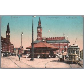 K�benhavn - Sporvognspladsen p� R�dhuspladsen - Postkort - Brugt - Har v�ret kl�bet op !