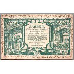 J. Gehlert - Kunst - M�bel - Snedkeri - N�rrebrogade 106 - Postkort - Brugt