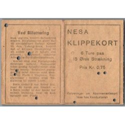 NESA - Klippekort - 6 ture p� 15 �res str�kning - 0,75 kr.