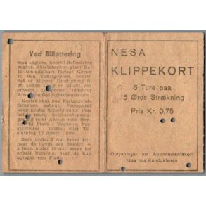 NESA - Klippekort - 6 ture p� 15 �res str�kning - 0,75 kr.